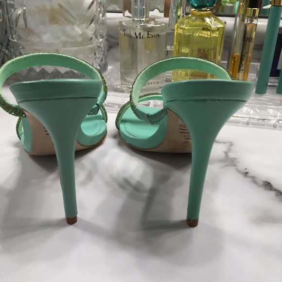 SCHUTZ Taliah Crystal Sandals in Deep Mint and Peridot Green 5.5 M - Picture 7 of 10